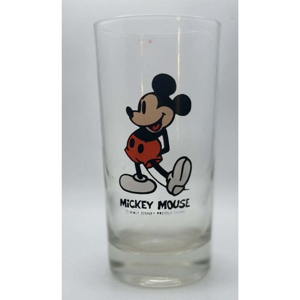 🐭🥤 8oz Vintage Walt Disney Productions Mickey Mouse Clear Glass 🥤🐭